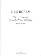 Three Poems Of Edna St. Vincent Millay : For Voice and Piano.