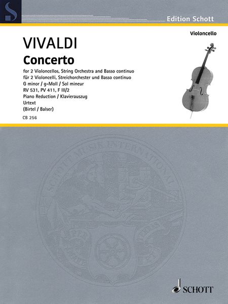 Concerto In G Minor, RV 531 : For 2 Cellos, String Orchestra and Continuo - Piano reduction.