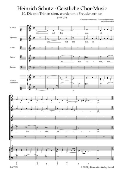 Geistliche Chor-Music, Nr. 10 : Die Mit Tränen Säen, Werden Mit Freuden Ernten / Ed. Werner Breig.