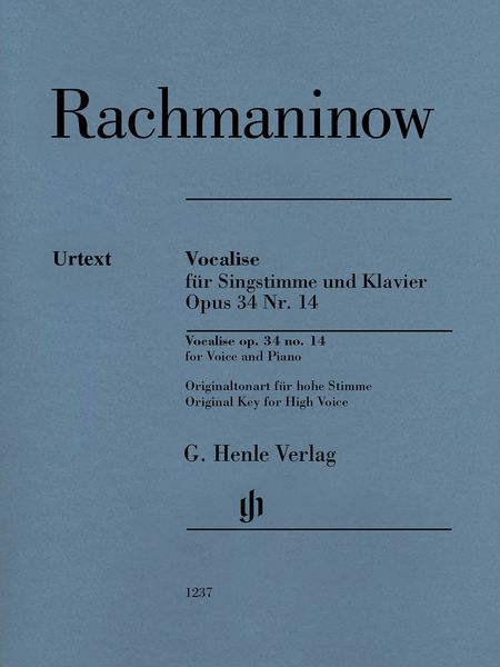 Vocalise, Op. 34 Nr. 14 : Für Singstimme und Klavier - Originaltonart Für Hohe Stimme.