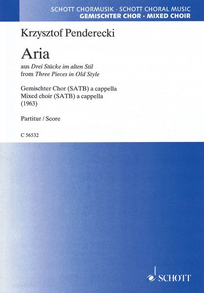 Aria From Three Pieces In Old Style : For Mixed Choir (SATB) A Cappella (1963).