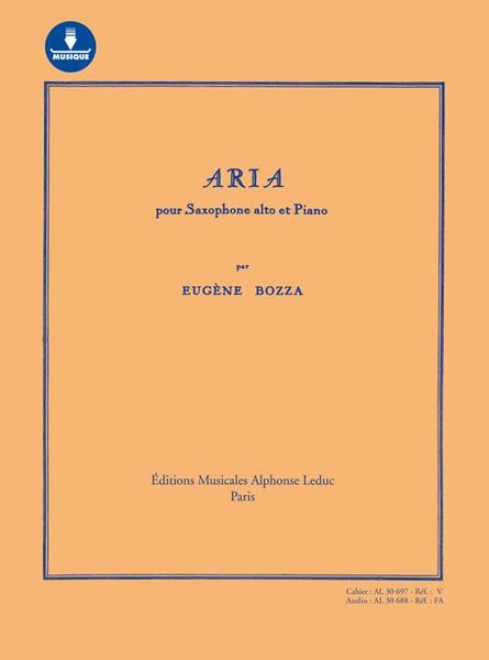Aria : Pour Saxophone Alto Et Piano - With Download Card.