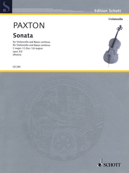 Sonata In C Major, Op. 3/3 : For Violoncello and Basso Continuo / Ed. Rainer Mohrs.