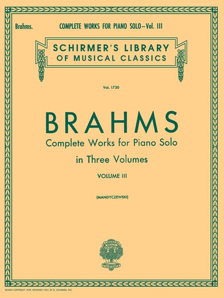 Complete Works, Vol. 3 : For Solo Piano.