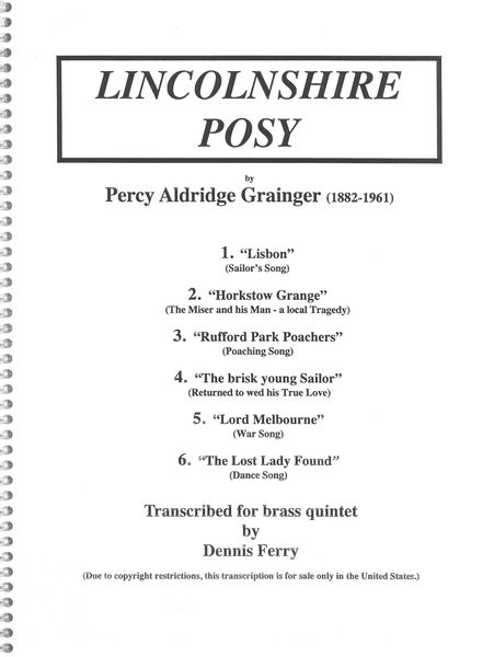 Lincolnshire Posy : For Brass Quintet (211.01) / transcribed by Dennis Ferry.