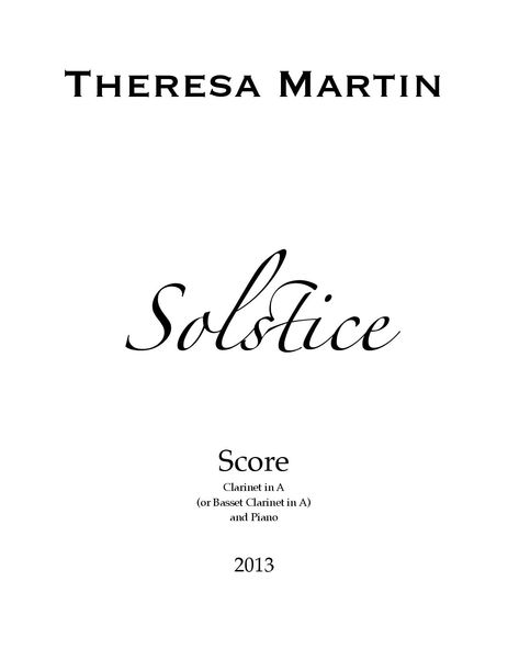 Solstice : For Basset Clarinet For Clarinet In A and Piano.