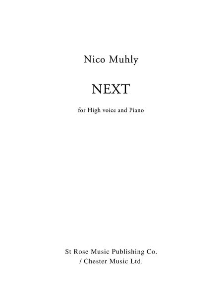 Next : For High Voice and Piano (2013).
