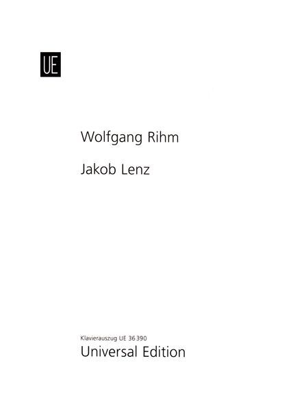 Jakob Lenz : Kammeroper (1977/1978).