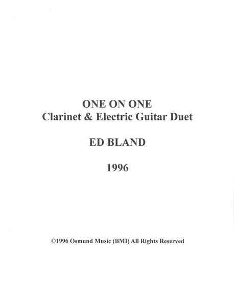 One On One : For Clarinet and Electric Guitar.