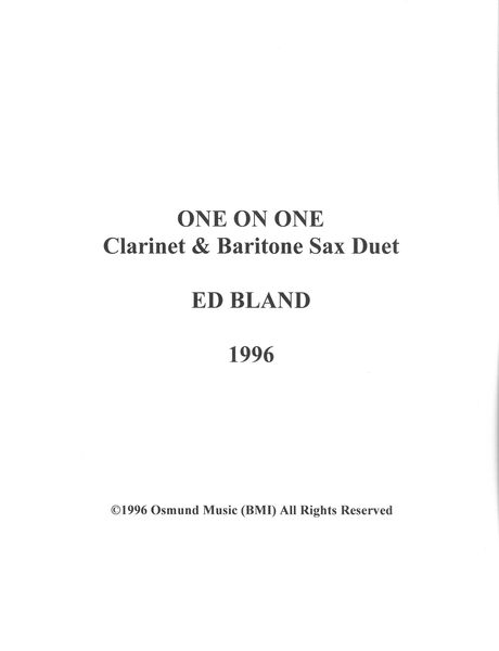 One On One : For Clarinet and Baritone Sax.