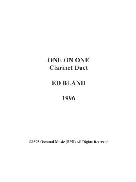 One On One : For Clarinet Duet.