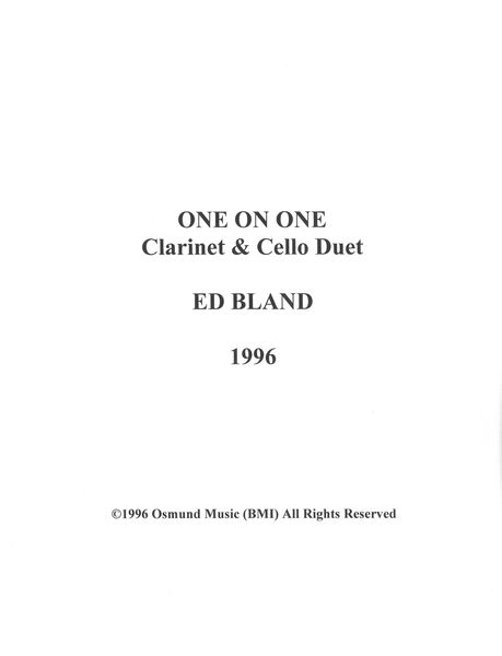 One On One : For Clarinet and Cello Duet (1996).