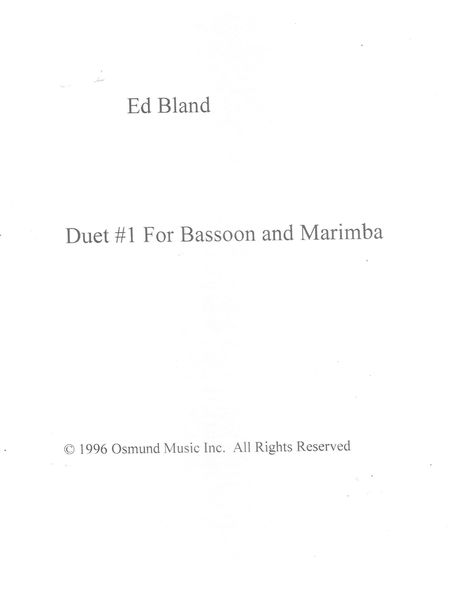 Duet No. 1 : For Bassoon and Marimba.