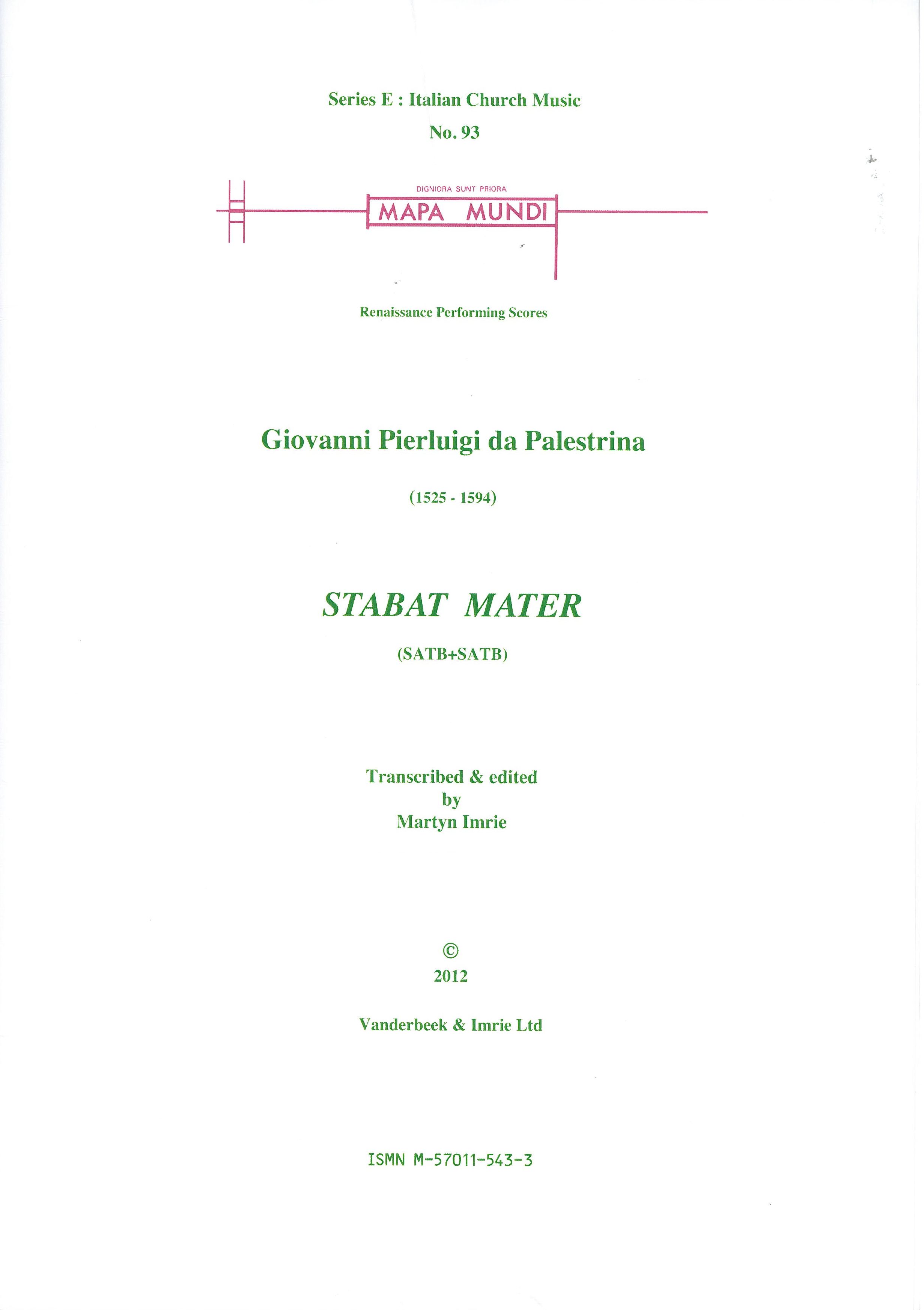 Stabat Mater (SATB+SATB) / edited by Martyn Imrie.