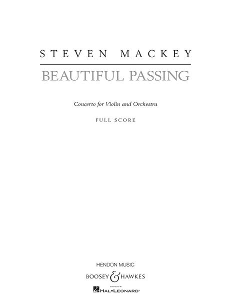 Beautiful Passing : Concerto For Violin and Orchestra (2008).