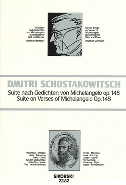 Suite Nach Gedichten von Michelangelo Buonarroti : Für Bass und Klavier, Op. 145.