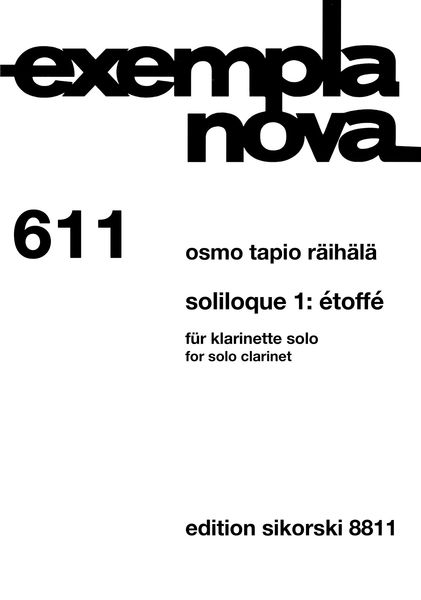Soliloque 1 - Étoffé : Für Klarinette Solo (2011).