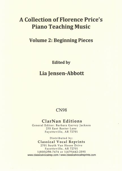 A Collection of Florence Price's Piano Teaching Music, Vol. 2 : Beginning Pieces.