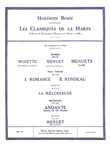 Classiques De la Harpe, Vol. 1 / edited by Henriette Renie.
