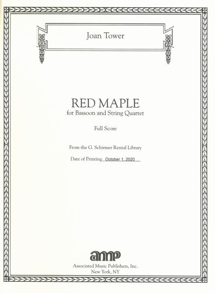 Red Maple : Concerto For Bassoon With Strings - Piano reduction.