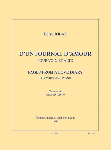 Journal d'Amour = Pages From A Love Diary : For Voice and Viola (2010).