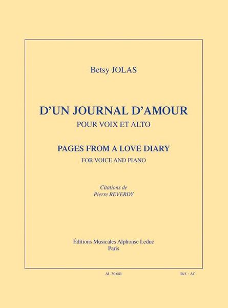D'un Journal d'Amour = Pages From A Love Diary : For Voice and Viola (2010).