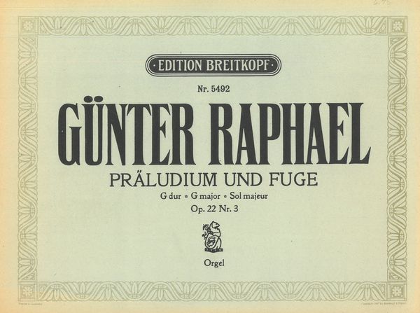 Präludium Un Fuge G Dur, Op. 22 Nr. 3 : Für Orgel.