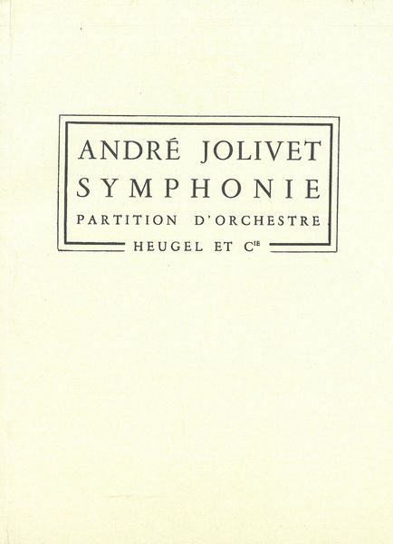 Symphonie (No. 1) : Partition d'Orchestre.