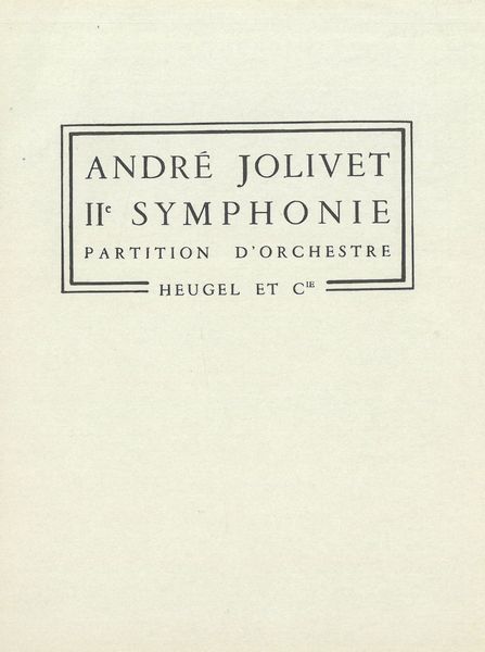 Symphonie IIe : Partition d'Orchestre.