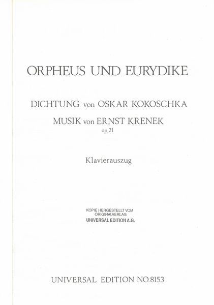 Orpheus und Euridice, Op. 21.