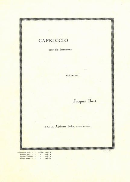 Capriccio : Pour Dix Instruments.