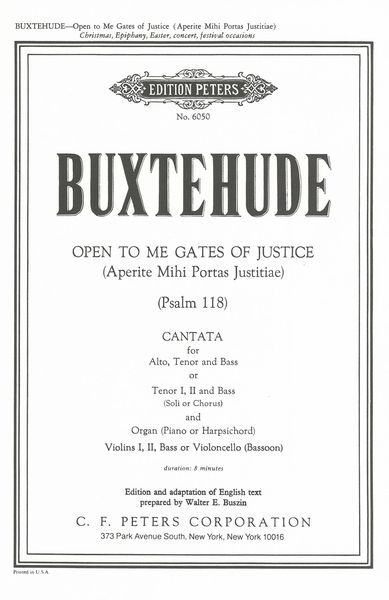 Aperite Mihi Portas Justitiae = Open To Me Gates of Justice : For Soli, Chorus and Organ (Or Piano).