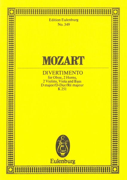 Divertimento, K. 251 : For Oboe, 2 Horns, 2 Violins, Viola and Bass.
