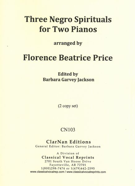 Three Negro Spirituals : For Two Pianos / edited by Barbara Jackson.