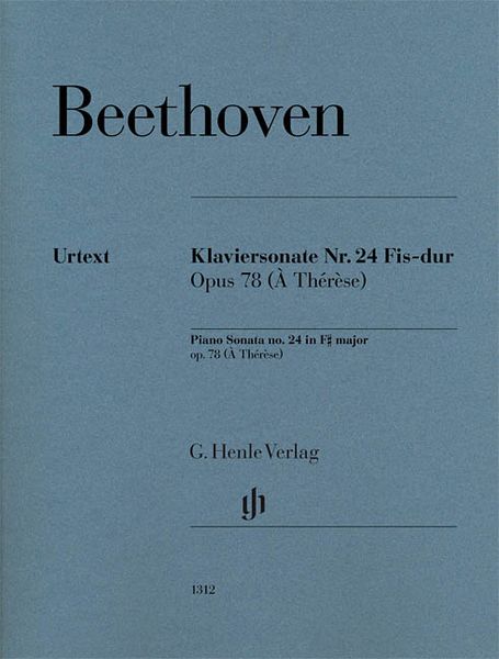 Klaviersonate Nr. 24 Fis-Dur, Op. 78 (A Thérèse) / edited by Bertha Antonia Wallner.
