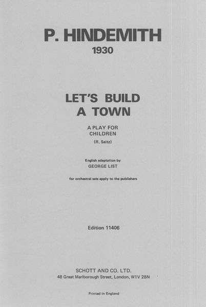Let's Build A Town : A Play For Children / English Adaptation by George List.