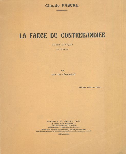Farce Du Contrebandier : Scène Lyrique En Une Acte.