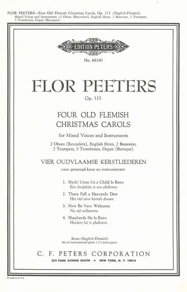 Four Old Flemish Christmas Carols, Op. 115 : For Mixed Voices & Instruments.
