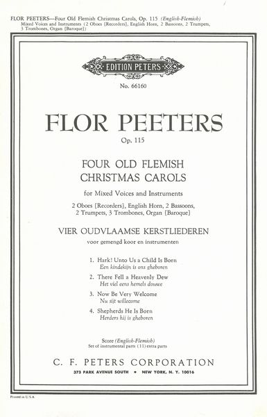 Four Old Flemish Christmas Carols, Op. 115 : For Mixed Voices & Instruments.