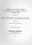 Lieder and Other Songs by Women Composers of The Classic Era, Vol. IV / Ed. Barbara G. Jackson.