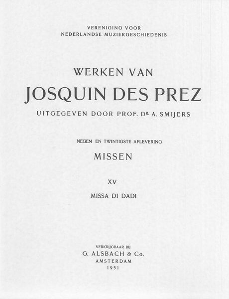 Missen XV : Missa Di Dadi.