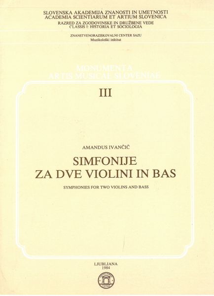 Simfonie Za Dve Violini In Bas.