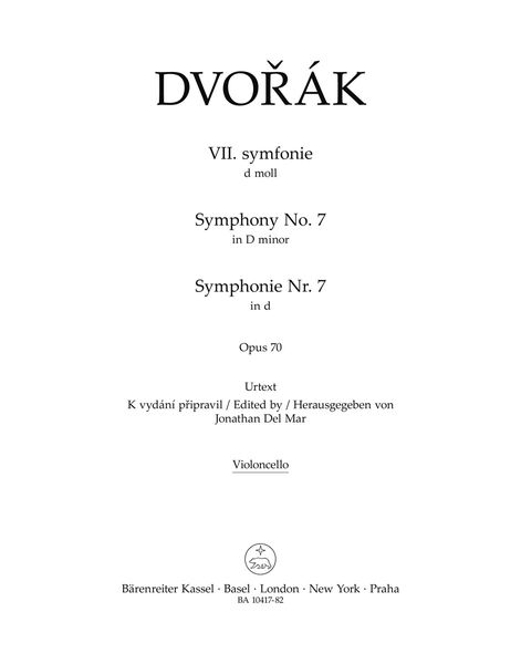 Symphony No. 7 In D Minor, Op. 70 - Cello Part.