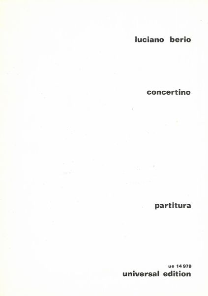 Concertino : Per Clarinetto, Violino Concertante, Celesta, Apra E Archi (1951).