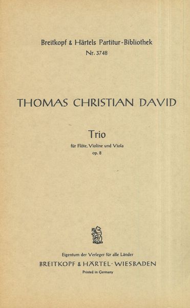 Trio, Op. 8 : For Flute, Violin and Viola (1954).