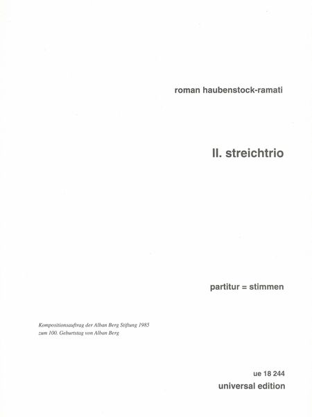 II. Streichtrio = String Trio No. 2 : Playing Score.