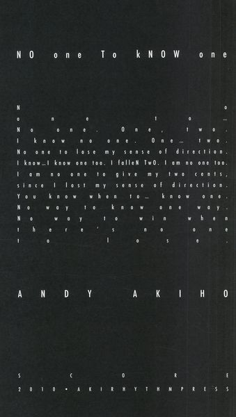 No One To Know One : For Chamber Ensemble (2010).