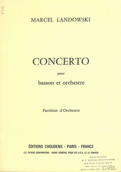 Concerto : Pour Basson Et Orchestre.