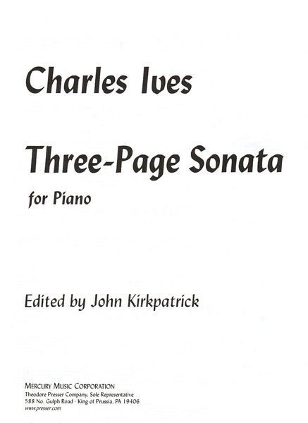 Three-Page Sonata : For Piano / edited by John Kirkpatrick.