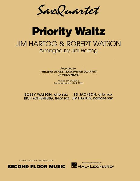 Priority Waltz : For Saxophone Quartet.